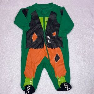 5/$20 Halloween Frankenstein 0/3 green zip cotton sleeper